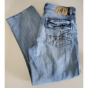 T K Axel Men's (Tagged) W.34 x L.30 Slim Boot Stretch Blue Denim Jeans Pre-Owned